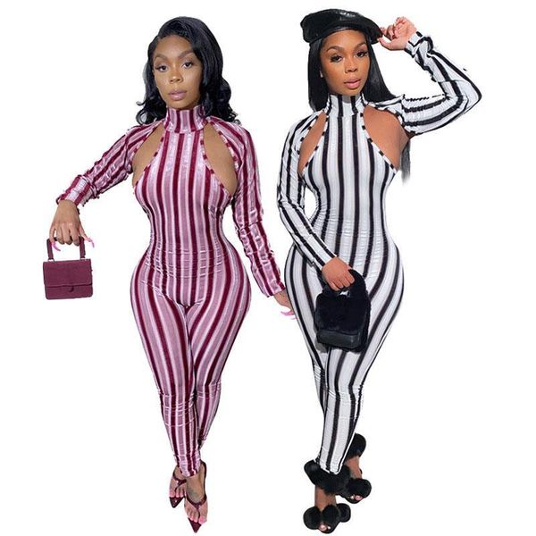 women's jumpsuits & rompers velvet striped bodycon jumpsuit skinny womens body one piece club outfit long sleeve turtleneck, Black;white
women's jumpsuits & rompers velvet striped bodycon jumpsuit skinny womens body one piece club outfit long sleeve turtleneck, Black;white
