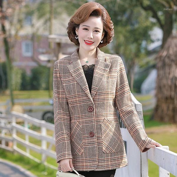 women's wool & blends middle-aged mother spring suit coat women autumn fashion medium long 2021 plus size female plaid woolen jacket b, Black
women's wool & blends middle-aged mother spring suit coat women autumn fashion medium long 2021 plus size female plaid woolen jacket b, Black