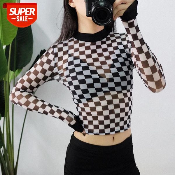 women plaid perspective fashion tshirt long sleeve checkboard mesh tee shirt femme 2019 streetwear women wdc3006 #kf19, White
women plaid perspective fashion tshirt long sleeve checkboard mesh tee shirt femme 2019 streetwear women wdc3006 #kf19, White
