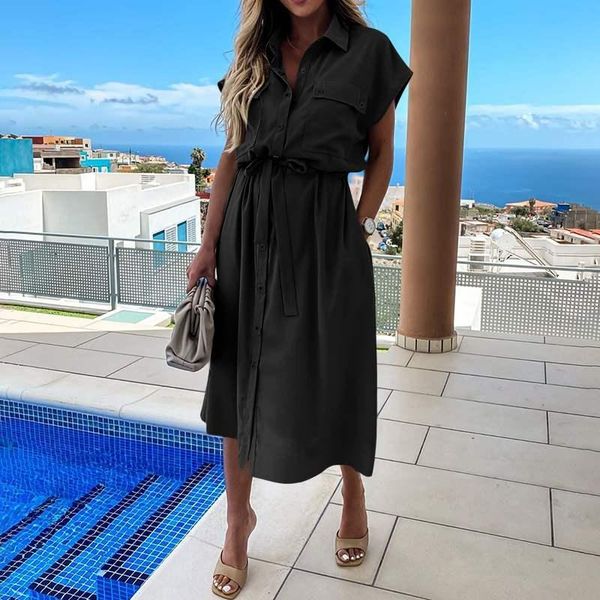 casual dresses 2021 women fashion lapel shirt dress ladies cargo office summer short sleeve sundress loose buttons vestidos 5xl, Black;gray
casual dresses 2021 women fashion lapel shirt dress ladies cargo office summer short sleeve sundress loose buttons vestidos 5xl, Black;gray
