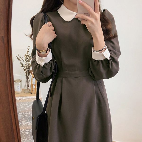 women's high waisted long dress peter pan collar a-line maxi dresses women spring patchwork vintage sweet female vestidos 210302, Black;gray
women's high waisted long dress peter pan collar a-line maxi dresses women spring patchwork vintage sweet female vestidos 210302, Black;gray