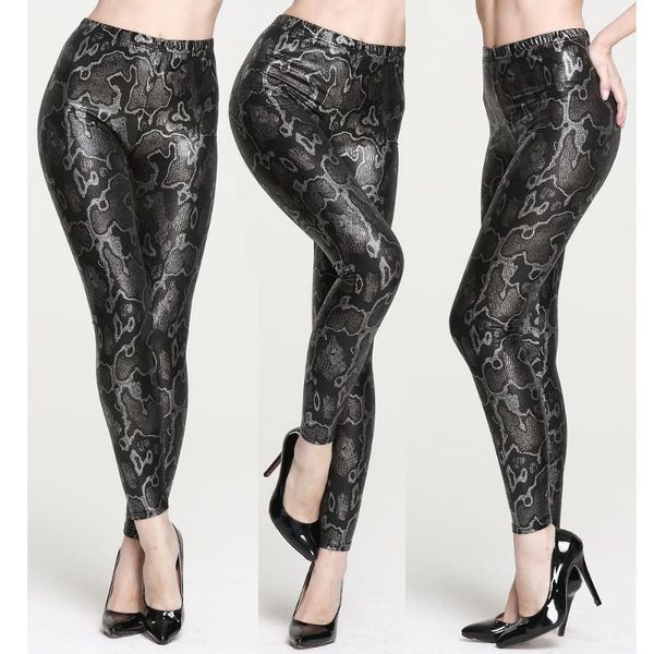 women high waist snake faux leather casual capri leggings female stretch thin leggings ankle-length bottom clothes for women, Black
women high waist snake faux leather casual capri leggings female stretch thin leggings ankle-length bottom clothes for women, Black