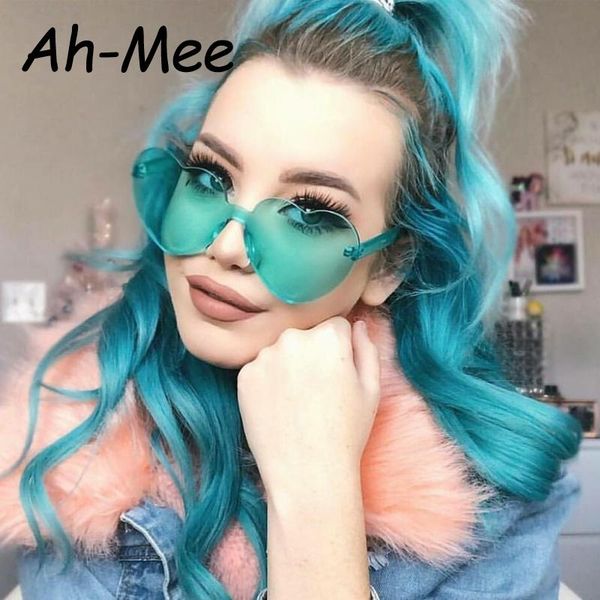 sunglasses love heart women rimless vintage brand designer clear lens shape colorful sun glasses for uv400, White;black
sunglasses love heart women rimless vintage brand designer clear lens shape colorful sun glasses for uv400, White;black