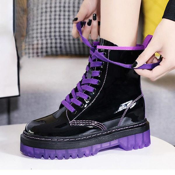 boots genuine leather women winter shoes ankle platform chunky boot jelly transparent bottom for lace-up, Black
boots genuine leather women winter shoes ankle platform chunky boot jelly transparent bottom for lace-up, Black