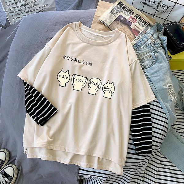 2021 tshirt feminine shrit new spring/autumn long sleeves korean student harajuku loose style two s goth graph t vyrv, White
2021 tshirt feminine shrit new spring/autumn long sleeves korean student harajuku loose style two s goth graph t vyrv, White