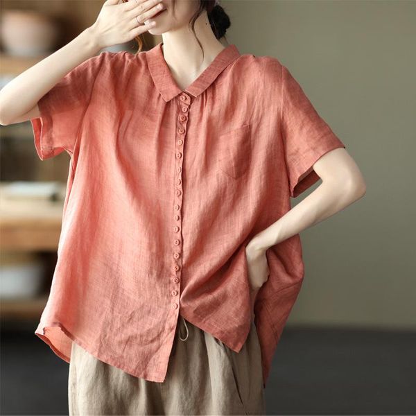 women's blouses & shirts women summer solid color pocket loose single-breasted casual female wild ramie tide, White
women's blouses & shirts women summer solid color pocket loose single-breasted casual female wild ramie tide, White