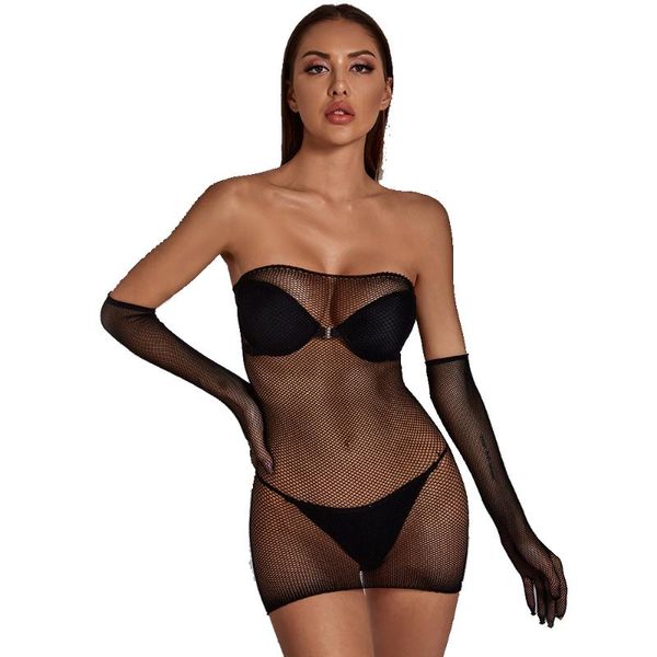 bras sets women's fishnet tight one-piece dress hollow perspective strapless lingerie temptation appealing sleeves, Red;black
bras sets women's fishnet tight one-piece dress hollow perspective strapless lingerie temptation appealing sleeves, Red;black