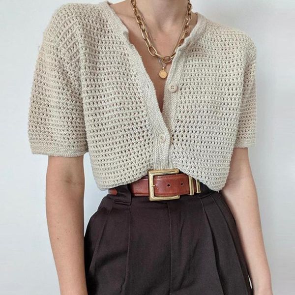 women's knits & tees button up hollow out short sleeve knitted cardigan vintage woman casual 2021 fall winter missme, White
women's knits & tees button up hollow out short sleeve knitted cardigan vintage woman casual 2021 fall winter missme, White