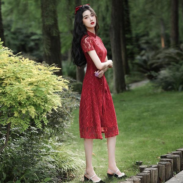 ethnic clothing 2021 plus size low neck slim fit vintage retro qipao chinese style dress for women lace medium long term daily cheongsam, Red
ethnic clothing 2021 plus size low neck slim fit vintage retro qipao chinese style dress for women lace medium long term daily cheongsam, Red