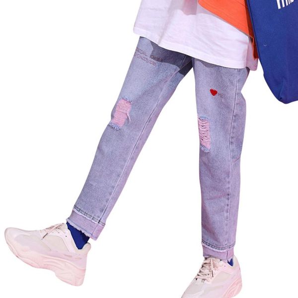 jeans for girl letter ripped jeans girls heart pattern kid embroidery children's clothes, Blue
jeans for girl letter ripped jeans girls heart pattern kid embroidery children's clothes, Blue