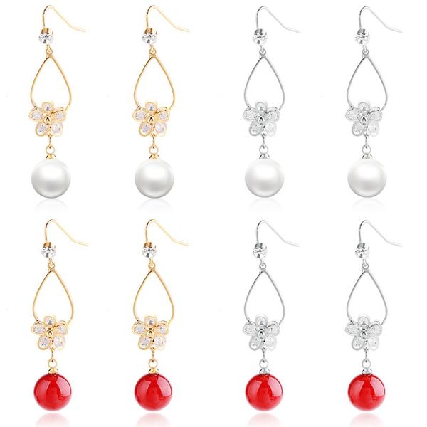 stud european fashion zircon flower petals red/white round bead long tassel earrings for women lady jewelry brincos, Golden;silver
stud european fashion zircon flower petals red/white round bead long tassel earrings for women lady jewelry brincos, Golden;silver