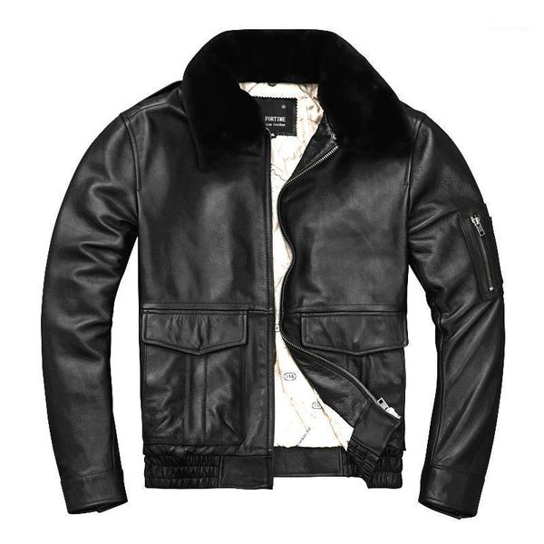 men's leather & faux genuine first layer cowhide autumn/winter black fur collar short jacket slim-fit flight suit
men's leather & faux genuine first layer cowhide autumn/winter black fur collar short jacket slim-fit flight suit