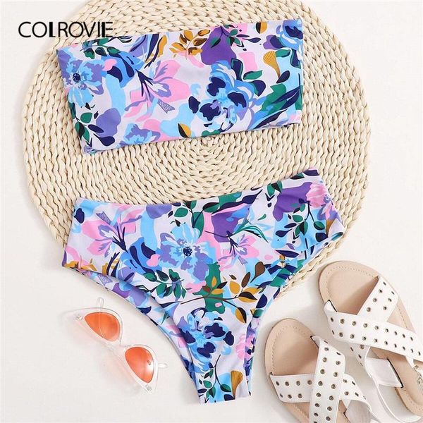 women's swimwear colrovie multicolor floral lace-up back bandeau bikini swimsuit women wireless bikinis set beach stretchy cute swimsui, White;black
women's swimwear colrovie multicolor floral lace-up back bandeau bikini swimsuit women wireless bikinis set beach stretchy cute swimsui, White;black