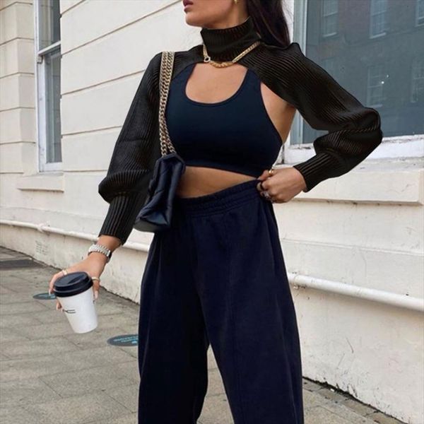 women knitted knit womens sweaters arm warmers high neck long sleeves sweater casual stylish street femme club, White;black
women knitted knit womens sweaters arm warmers high neck long sleeves sweater casual stylish street femme club, White;black