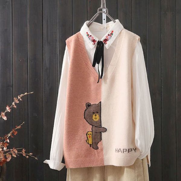 autumn and winter v ne panelled sweater vest women 2021 cartoon print knit sleeveless tank female jaet waistcoat jumper, Black
autumn and winter v ne panelled sweater vest women 2021 cartoon print knit sleeveless tank female jaet waistcoat jumper, Black