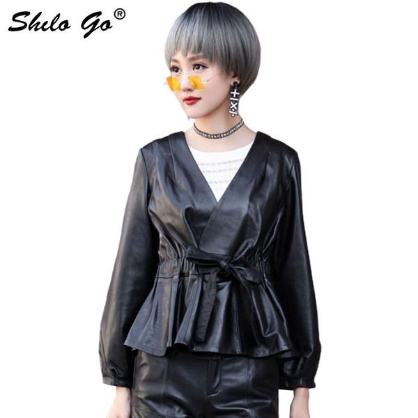women's jackets shilo go leather jacket womens spring fashion sheepskin genuine coat v neck puff sleeve bow belt a line skirt, Black;brown
women's jackets shilo go leather jacket womens spring fashion sheepskin genuine coat v neck puff sleeve bow belt a line skirt, Black;brown