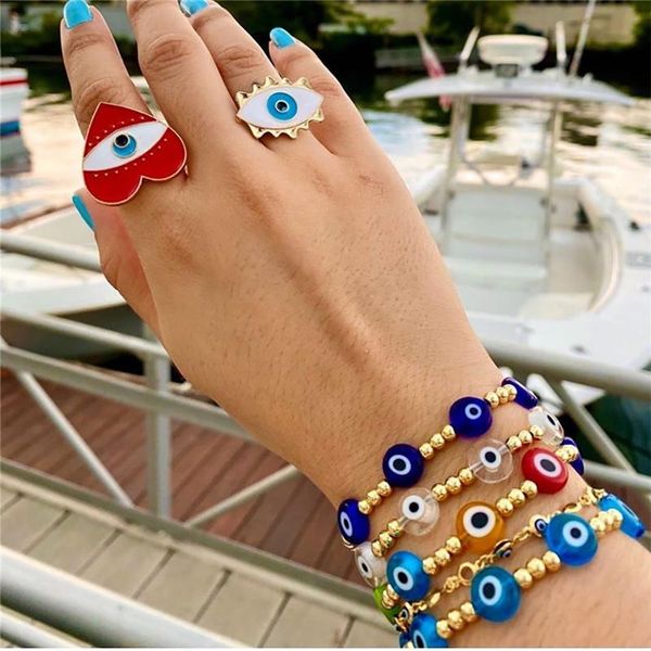 beaded, strands moloye 2021 ins european and american simple ethnic style colored jewelry, glaze evil eye gold bead ladies bracelet, Black
beaded, strands moloye 2021 ins european and american simple ethnic style colored jewelry, glaze evil eye gold bead ladies bracelet, Black