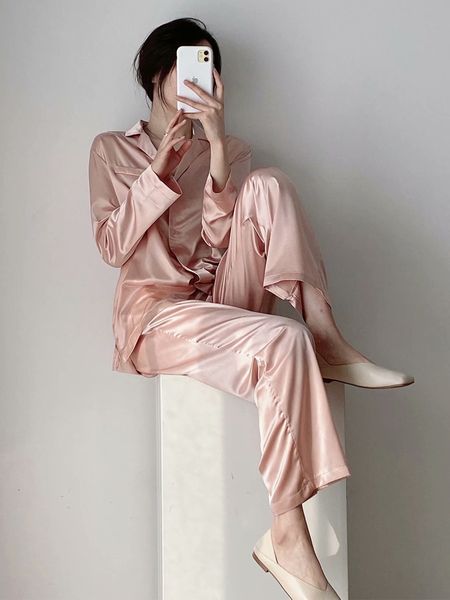 new 2021 pink silk pajamas women sleepwear pijama mujer two piece set female long sleeve shirts and pants kurz, White
new 2021 pink silk pajamas women sleepwear pijama mujer two piece set female long sleeve shirts and pants kurz, White