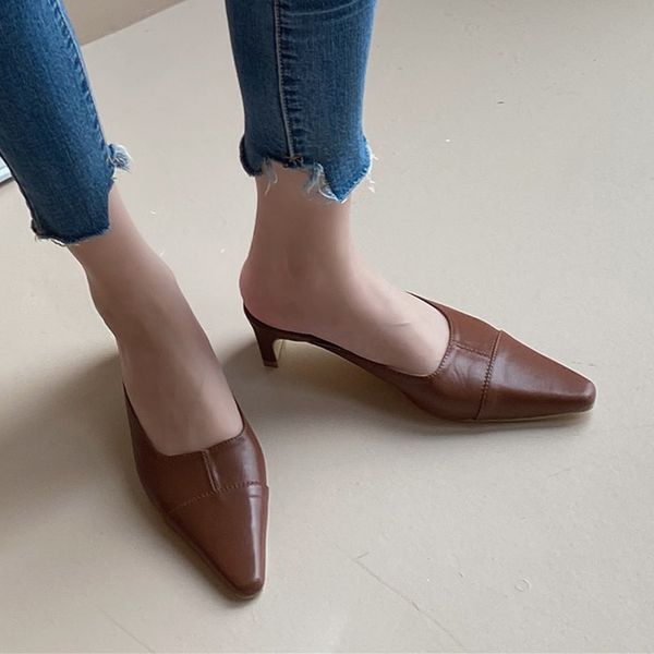 womens genuine leather med heel comfortable slip-on pumps pointed toe summer slides mules dress shoes for women, Black
womens genuine leather med heel comfortable slip-on pumps pointed toe summer slides mules dress shoes for women, Black