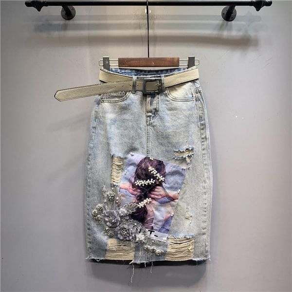 spring jeans skirt for women 2021 new heavy drilling beaded flower high waist ripped denim skirt girls students skirts, Black
spring jeans skirt for women 2021 new heavy drilling beaded flower high waist ripped denim skirt girls students skirts, Black