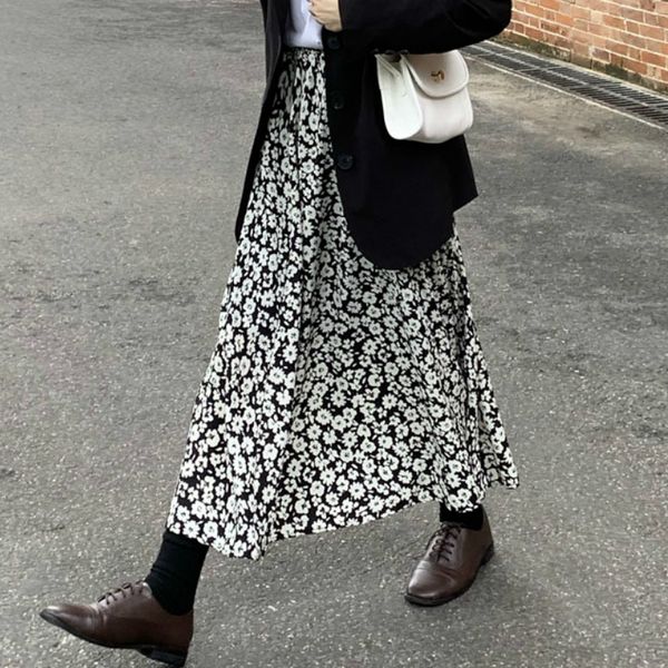 2021 early autumn new korean style daisy print elastic waist all-match women's slim a- line skirt irx5, Black
2021 early autumn new korean style daisy print elastic waist all-match women's slim a- line skirt irx5, Black