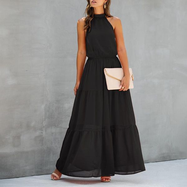 casual dresses lady halter elegant dress pleated elastic waist long women solid color a-line vestidos loose sleeveless backless q30, Black;gray
casual dresses lady halter elegant dress pleated elastic waist long women solid color a-line vestidos loose sleeveless backless q30, Black;gray