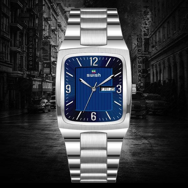 wristwatches swish men watch steel quartz 2021 waterproof fashion male watches sports clocks with date, Slivery;brown 
wristwatches swish men watch steel quartz 2021 waterproof fashion male watches sports clocks with date, Slivery;brown