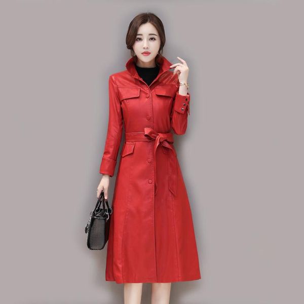 women's leather & faux casual solid women long jacket fashion turn-down collar overcoat pockets bomber womens pu jackets and coats, Black
women's leather & faux casual solid women long jacket fashion turn-down collar overcoat pockets bomber womens pu jackets and coats, Black