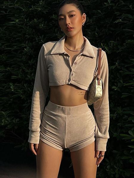 women's tracksuits fashion winter two piece sets long sleeve cardigan and drawstring high waist shorts, Gray
women's tracksuits fashion winter two piece sets long sleeve cardigan and drawstring high waist shorts, Gray