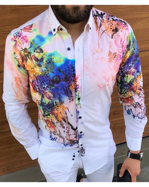 men's casual shirts 2021 european and american men's autumn white slim-fit lapel printed shirt, White;black
men's casual shirts 2021 european and american men's autumn white slim-fit lapel printed shirt, White;black