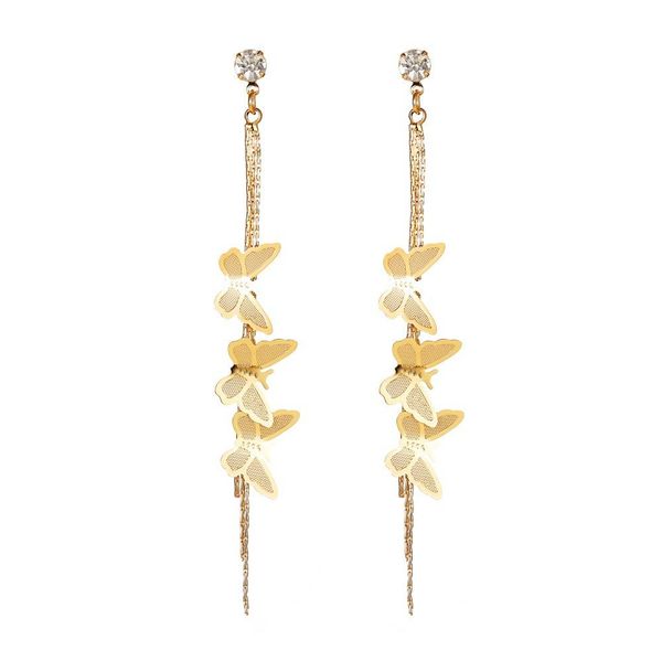 new earrings, sweet temperament, long three tassel earrings, simple and versatile butterfly earrings, Silver
new earrings, sweet temperament, long three tassel earrings, simple and versatile butterfly earrings, Silver