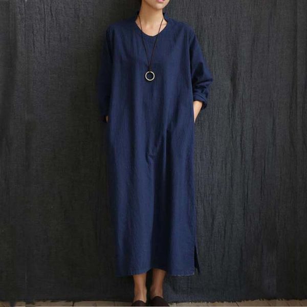 casual dresses autumn women 2 color solid white dark bule v neck long sleeve loose waist split hem cotton linen dress, Black;gray
casual dresses autumn women 2 color solid white dark bule v neck long sleeve loose waist split hem cotton linen dress, Black;gray