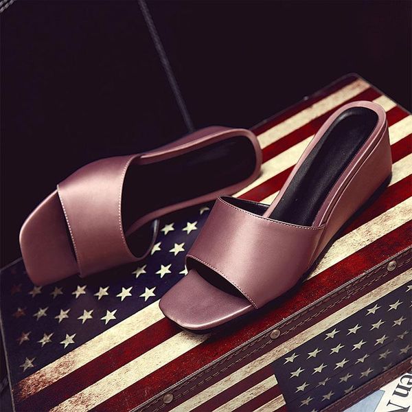 dress shoes summer korean version of sandals and slippers joker slope heel thick-soled fashion women's outdoor wear, Black
dress shoes summer korean version of sandals and slippers joker slope heel thick-soled fashion women's outdoor wear, Black