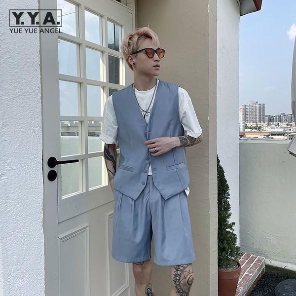 men's suits & blazers korean style mens vest suit shorts matching set outfit summer sets loose sleeveless jacket straight two piece, White;black
men's suits & blazers korean style mens vest suit shorts matching set outfit summer sets loose sleeveless jacket straight two piece, White;black