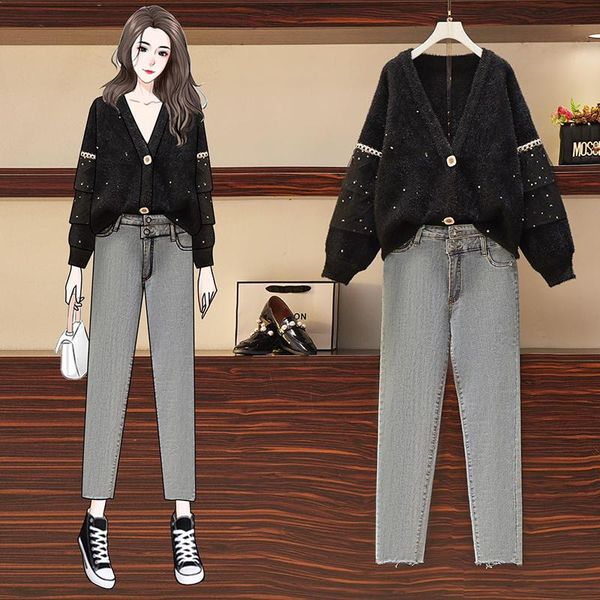 4xl large size ensemble femme 2021 spring autumn new long-sleeved cardigan loose high-waist pencil jeans women's clothing, White
4xl large size ensemble femme 2021 spring autumn new long-sleeved cardigan loose high-waist pencil jeans women's clothing, White