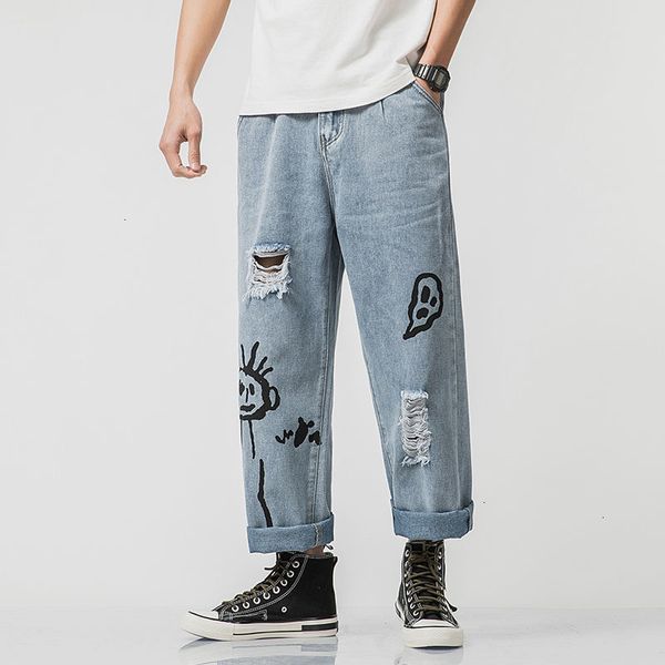 2021 new straight denim men graphic printed streetwear distressed moustache jeans man wildleg pants 84x4, Blue
2021 new straight denim men graphic printed streetwear distressed moustache jeans man wildleg pants 84x4, Blue