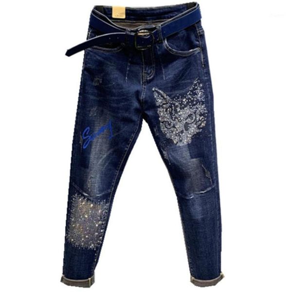 cat drilling jeans women2020 spring autumn new fashion high waist loose harlan pants1, Blue
cat drilling jeans women2020 spring autumn new fashion high waist loose harlan pants1, Blue