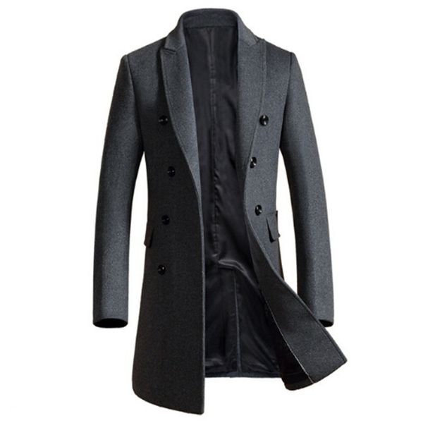 new winter woolen long peacoat men slim fit double breasted overcoat mens warm business 88qh, Black
new winter woolen long peacoat men slim fit double breasted overcoat mens warm business 88qh, Black