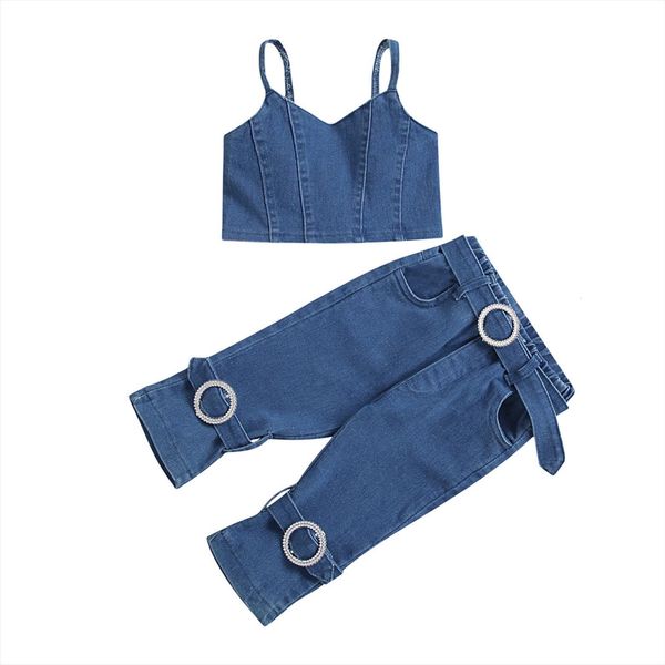 2 pcs infant summer outfits, baby girl solid color spaghetti strap v neck tank jeans with movable buckle pocket, White
2 pcs infant summer outfits, baby girl solid color spaghetti strap v neck tank jeans with movable buckle pocket, White