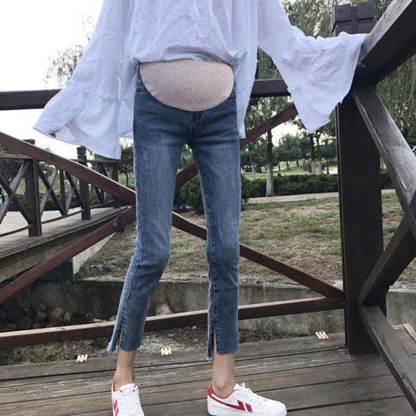 maternity bottoms summer pregnant women jeans side split high waist irregular denim pencil pants fashion pregnancy slim cotton trousers, White
maternity bottoms summer pregnant women jeans side split high waist irregular denim pencil pants fashion pregnancy slim cotton trousers, White