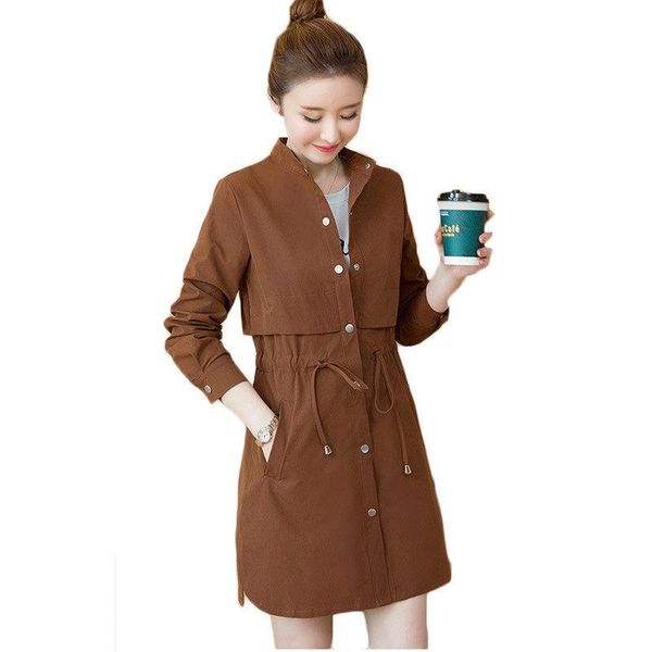 women's trench coats 5xl korean windbreaker jacket long spring coat women 2021 slim fashion jaqueta feminina pleated loose casual outer, Tan;black
women's trench coats 5xl korean windbreaker jacket long spring coat women 2021 slim fashion jaqueta feminina pleated loose casual outer, Tan;black