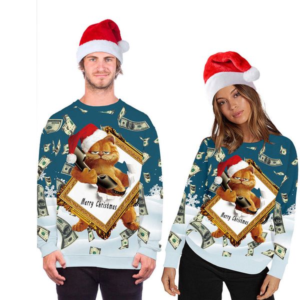 christmas garfield digital print sweater couple fall/winter trend round neck casual pullover, Black
christmas garfield digital print sweater couple fall/winter trend round neck casual pullover, Black