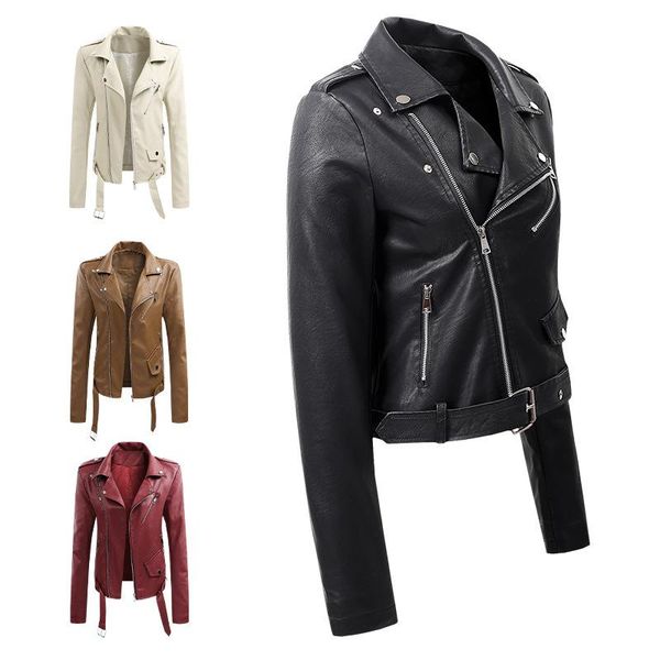 women's leather & faux 2021 arrive autumn spring motorcycle womens moto belt jacket ladies zipper biker lapel short coat, Black
women's leather & faux 2021 arrive autumn spring motorcycle womens moto belt jacket ladies zipper biker lapel short coat, Black