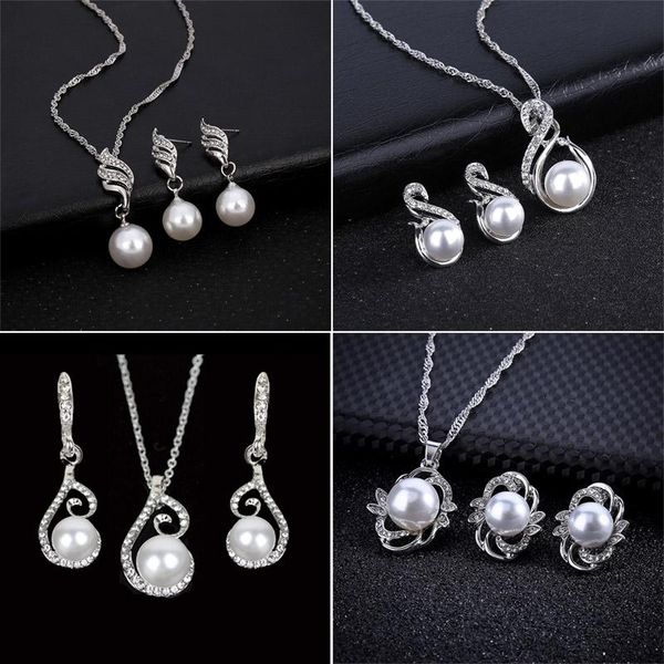 earrings & necklace various simulated pearl jewelry sets for women girls bijoux collier brincos, Silver
earrings & necklace various simulated pearl jewelry sets for women girls bijoux collier brincos, Silver