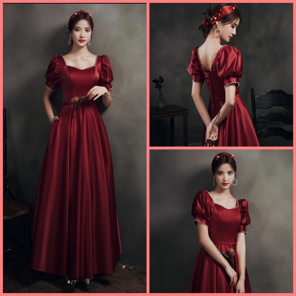 vestido de noiva 2021 wine satin a line prom dress floor length with cap sleeve and pearls modest party dresses vintage evening dresses, Black
vestido de noiva 2021 wine satin a line prom dress floor length with cap sleeve and pearls modest party dresses vintage evening dresses, Black
