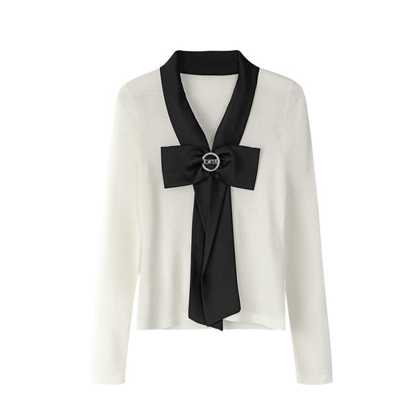 vanovich korean spring and summer women's bow collar fashion office lady thin pull over sweater women 210615, White;black
vanovich korean spring and summer women's bow collar fashion office lady thin pull over sweater women 210615, White;black