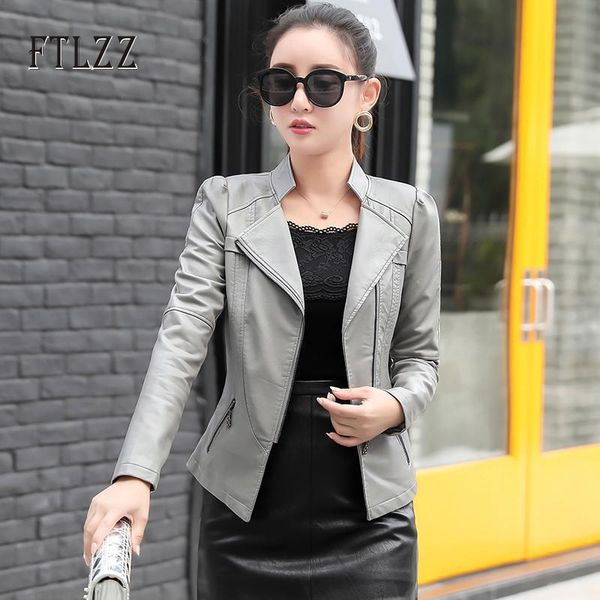 women biker jackets spring autumn slim long sleeved zipper moto style black coats ladies plus size faux leather 210602
women biker jackets spring autumn slim long sleeved zipper moto style black coats ladies plus size faux leather 210602