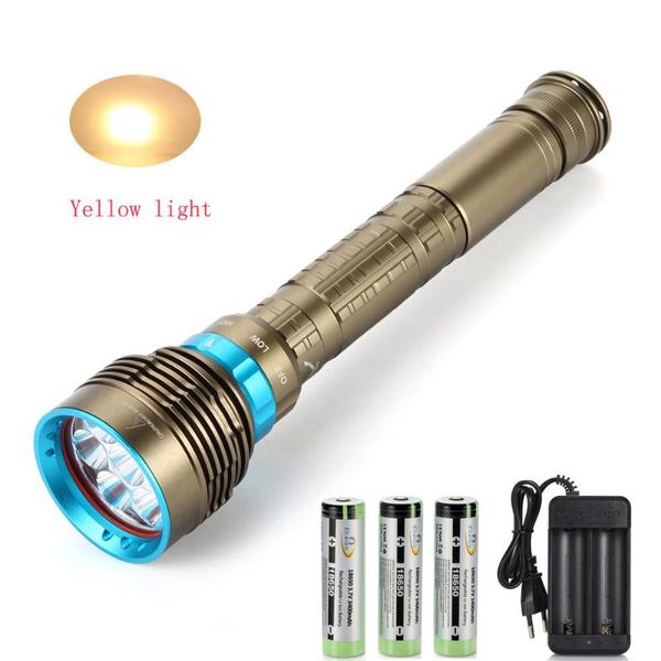 7000 lumens led powerful underwater diving 7x xm-l l2 yellow light 150m waterproof dive torch kit
7000 lumens led powerful underwater diving 7x xm-l l2 yellow light 150m waterproof dive torch kit