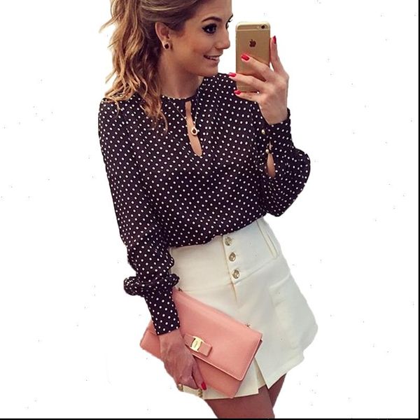 new arrival women casual o neck long sleeves blouses spring summer chiffon polka dots shirt drop shipping, White
new arrival women casual o neck long sleeves blouses spring summer chiffon polka dots shirt drop shipping, White