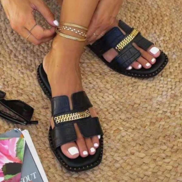 slippers big size women flat flip flops double chain sandal shoes lady flats sandals woman 2021, Black
slippers big size women flat flip flops double chain sandal shoes lady flats sandals woman 2021, Black
